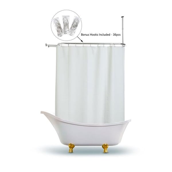 Utopia Alley BL3WW Waffle Weave Clawfoot Tub Shower Curtain 180 x 70 in. Wrap Around; White BL3WW - main